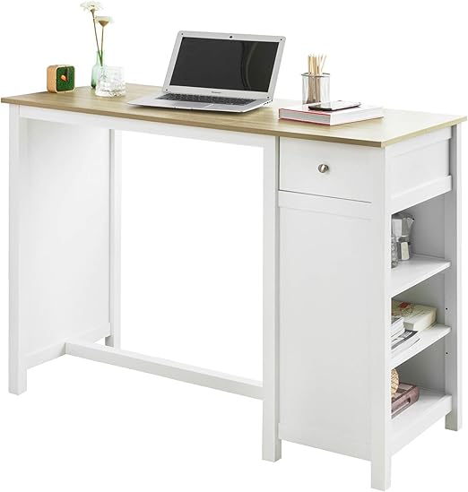 SoBuy FWT64-WN Bartisch Küchentheke Küchenbartisch mit Einer Schublade