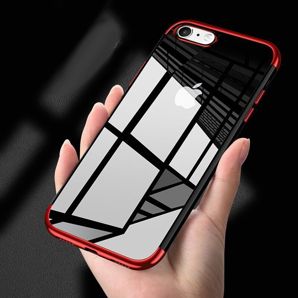 Iphone レッド Case 8クリアケース Iphone Phezen For Iphone 8 7 B077jwqdlv レッド 7 カバー Phezenウルトラスリムクリスタルクリアtpu製ケースメッキフレーム傷防止透明シリコンソフトジェルスキンback マイクケーブル 素敵な