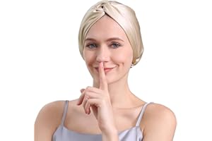 DAISYSILK 100 Pure Mulberry Silk Hair Bonnet for Sleeping Silk Hair Wrap for Women (Champange-ZA)