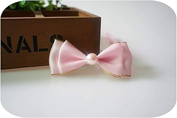 Amazon かわいいゴールデンエッジリボン犬ネクタイ手作りのポリエステルネック蝶ネクタイ用小型大型犬猫ペット首輪アクセサリー9色 Pink Adjustable 21cm 40cm 小さい仙女 ベーシック首輪 通販