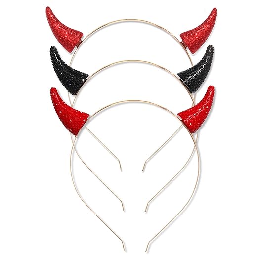 Halloween Headband 3D Glitter Rhinestone Devil Horns