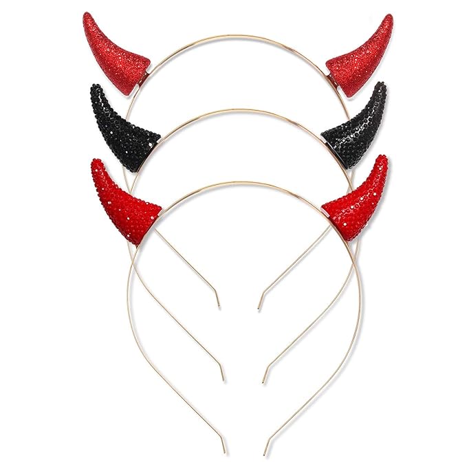 Amazoncom  halloween headband 3d glitter rhinestone devil horns