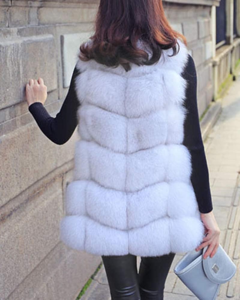 Donna Senza Maniche Gilet Giacca Caldo Pelliccia Sintetica Addensare Cappotto