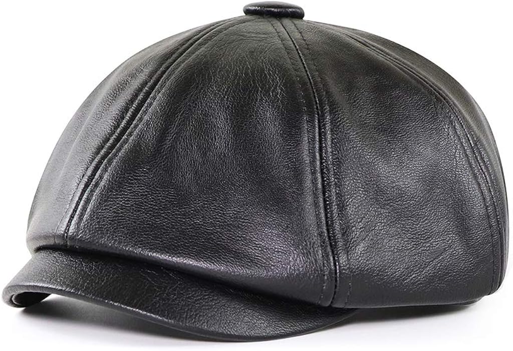 JAMONT Unisex PU Octagonal Cap Beret Hat Protect Warm Casquette (Black