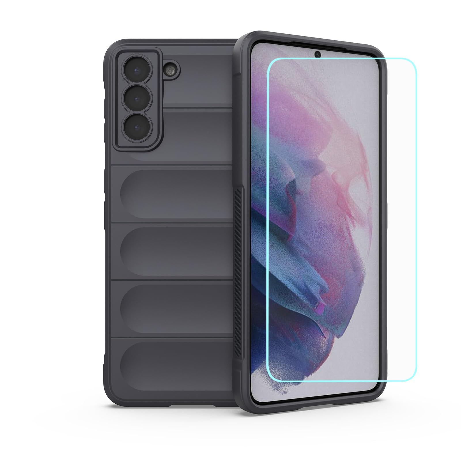 JDYGWK Case for Samsung S21 Plus Galaxy S21 Plus Soft Silicone Phone Case FlockingLined Air Cushion 360° Shockproof Protective Phone Cover for Samsung Galaxy S21 Plus,Grey