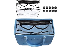 Sackei Rubber Beach Bag accessories for Bogg Bag Organizer Insert Accessories for XL Bogg Bag Simply Southern Large Simple Modern Large Divider Charms Clear Cup Holder Handbag Organizer Black