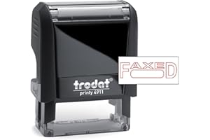 Trodat Printy 4911 Self-Inking Stock Stamp- "FAXED" (w/box) Red pad, Climate Neutral, Up to 65% Recycled Plastic.