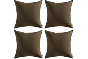 MIULEE Pack of 4 Decorative Outdoor Waterproof Pillow Covers Square Garden Cushion Cases PU Coating Throw Pillow Cover Shell for Patio Tent Park Couch 16x16 Inch Brown