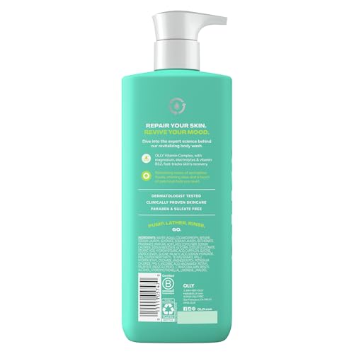 OLLY REVIVE BODY WASH WITH MAGNESIUM, ELECTROLYTES & VITAMIN B12– NOURISHING CLEANSER FOR SKIN BARRIER REPAIR, DEEP HYDRATION, REFRESHING NEROLIDEW SCENT, 17 OZ