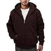 Zerenfy Hoodies for Men Heavyweight Sherpa Fleece Lined Sweatshirt Full Zip Up Thick Winter Coats Hooded Warm Jacket