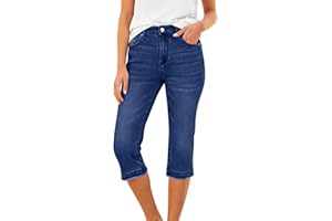 Capri Jeans for Women High Waisted Cropped Denim Pants with Pockets Stretch Skinny Jean Capris Trendy Work Pants