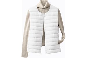 Women's Lightweight Down Vest Collarless Button Down Puffer Vests Sleeveless Quilted Jacket Waistcoat with Pockets