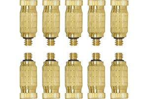 Joywayus 10/24 UNC Thread Brass Misting Nozzles Atomizing High Pressure Misting Sprayer Water Hose Nozzle for Greenhouse, Landscaping, Outdoor Cooling Mister System (Pack of 10)