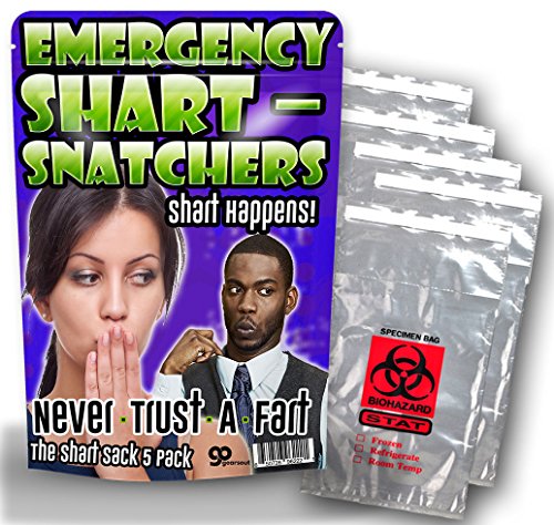 Emergency Shart Snatchers - 5 Pack - Funny Gag Gifts - Silly Gifts - Biohazard Bags - Gifts for Teens - Silly Stocking Stuffers - Funny Butt Gifts
