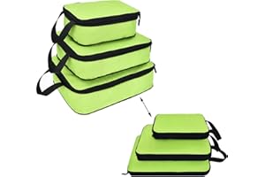 YZAOLL Compression Packing Cubes Bags Set for Kids Travel Luggage Packing Organizers Accessories Gift 3pcs Set Green
