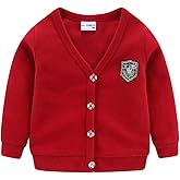 Mud Kingdom Boys Cardigan Sweater Cotton Knit V-Neck Outerwear 2-8 Years Embroidered Casual Jacket