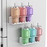 2 Pack Magnetic Cup Holder for Fridge, Water Bottle Organizer for Stanley 30&40 oz Tumbler Metal Stanley Cup Accessories Organizer for Home Kitchen Outdoor (White)