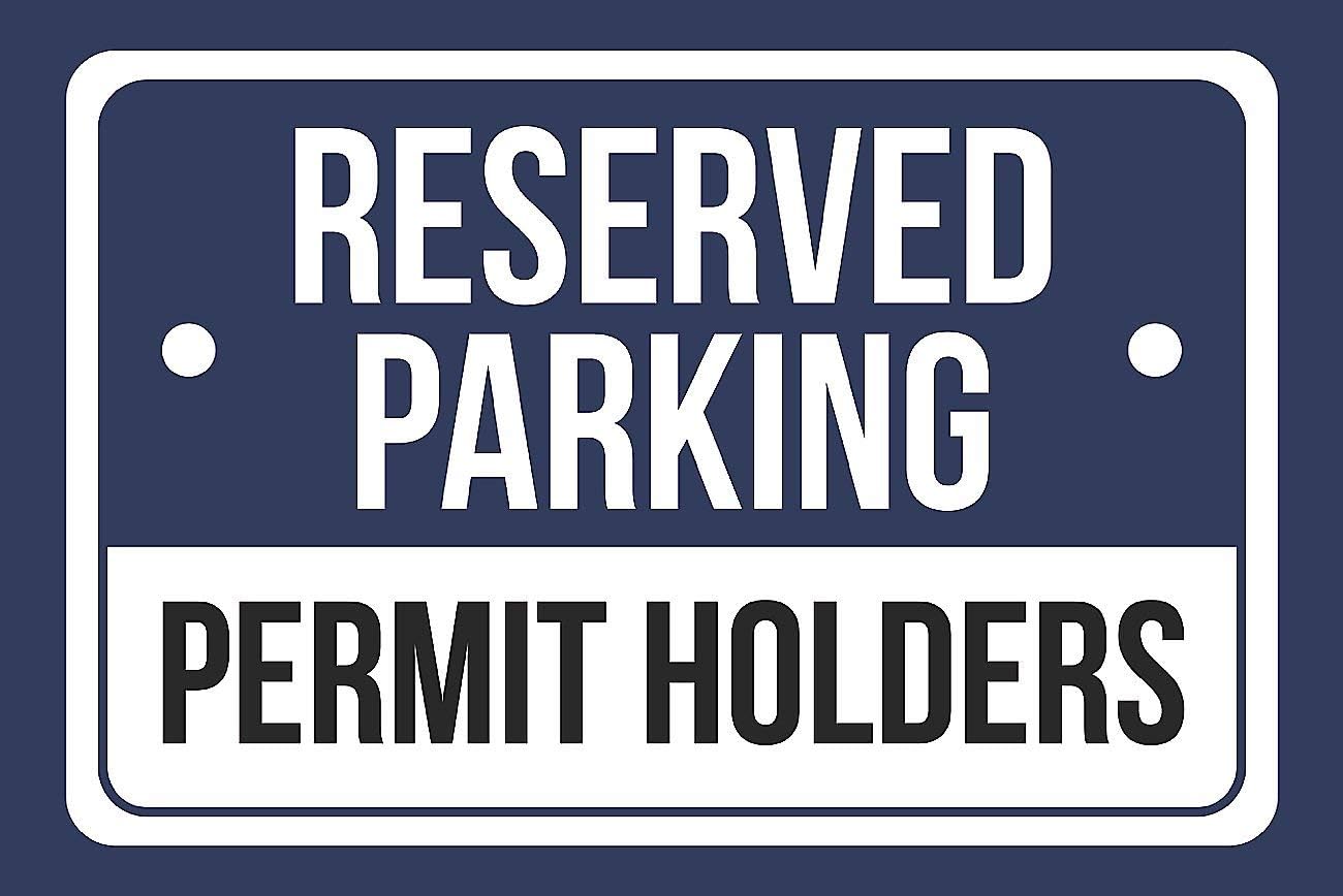 Reserved Parking Permit Holders Print Blue, White and