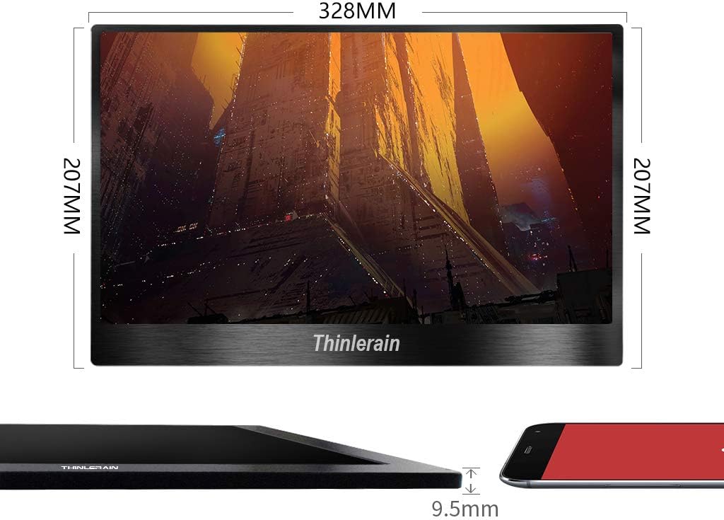 4K USB C Portable Monitor - Thinlerain 13.3'' UHD 3200x1800 IPS 100% sRGB, Computer Gaming Monitor with Dual Speaker/VESA/Mini DP/Mini HDMI/Type-C for Laptop, PC, MAC, Surface, PS4, Xbox, Switch: Computers & Accessories