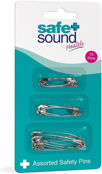 Safe and Sound Nickel Safety Pins Assorted Lengths Everyday Use 15ct