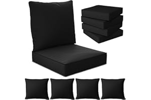24" x 24" x 6" Outdoor Deep Seat Cushions Set - 4 Set Waterproof & Fade Resistant Patio Furniture Replacement Cushions, Non-S