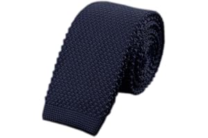 KIHATWIN Men's Solid Color Skinny Knit Tie Vintage Smart Formal Cotton Necktie for Groom