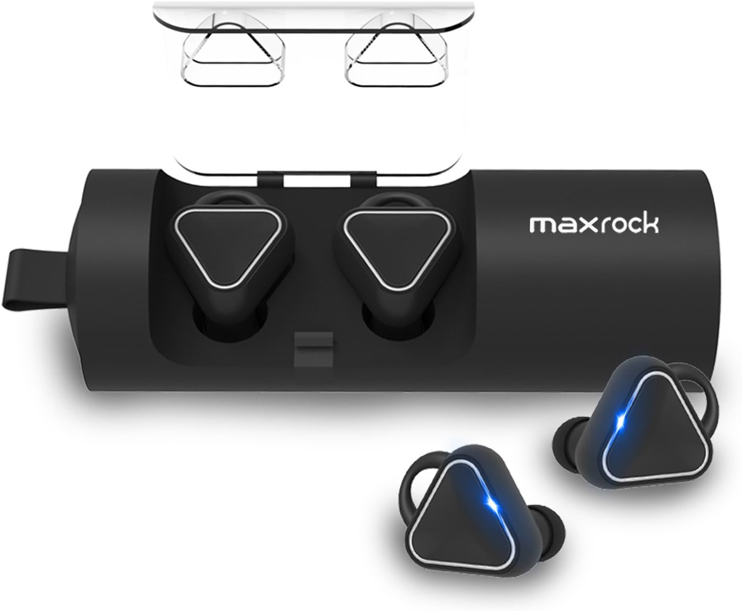 Truly Wireless Earbuds, MAXROCK Bluetooth Earbuds with Portable Charging Box, V4.2 Bluetooth Wireless Headphones HiFi Sound Anti-Dropout Earphone w/Mic for iPhone and Android Smart Phones