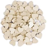 100Pcs 1 inch Wooden Hearts for Crafts Small Wood Hearts Cutout Slices | Unfinished Wooden Ornaments Embellishment Heart Sign Tag for DIY Valentine's Day Birthday Party Wedding Guest Book Decoration