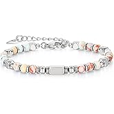 chorfla Gemstone Beaded Bracelets For Women,Boho Stainless Steel Bracelet，Jewelry Gifts For Family, Friends, Parents