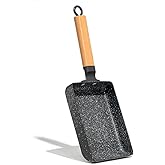 LISOS Ceramic Coating Square Japanese Tamagoyaki Omelette Small Skillet, Non-stick Rectangle Egg Roll Pan with Wood Handle (Dark Grey)