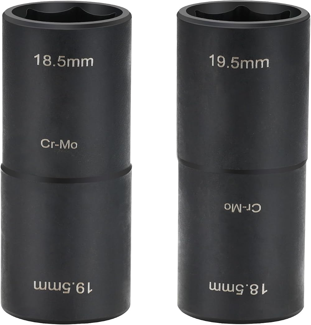 Sukudon Impact Wrench Nuts 18.5mm 19.5mm Socket Set 1/2 Inch Double Head