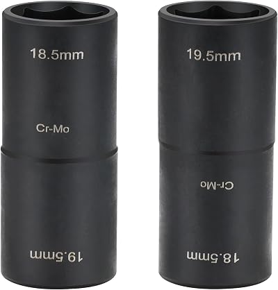 Sukudon Impact Wrench Nuts 18.5mm 19.5mm Socket Set 1/2 Inch Double Head