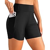 Daci Women High Waisted Swim Shorts - 5"/7" Bathing Suit Short with Pockets Liner Tummy Control Swimsuit Bottom Boy Shorts