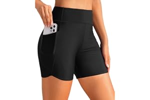 Daci Women High Waisted Swim Shorts - 5"/7" Bathing Suit Short with Pockets Liner Tummy Control Swimsuit Bottom Boy Shorts