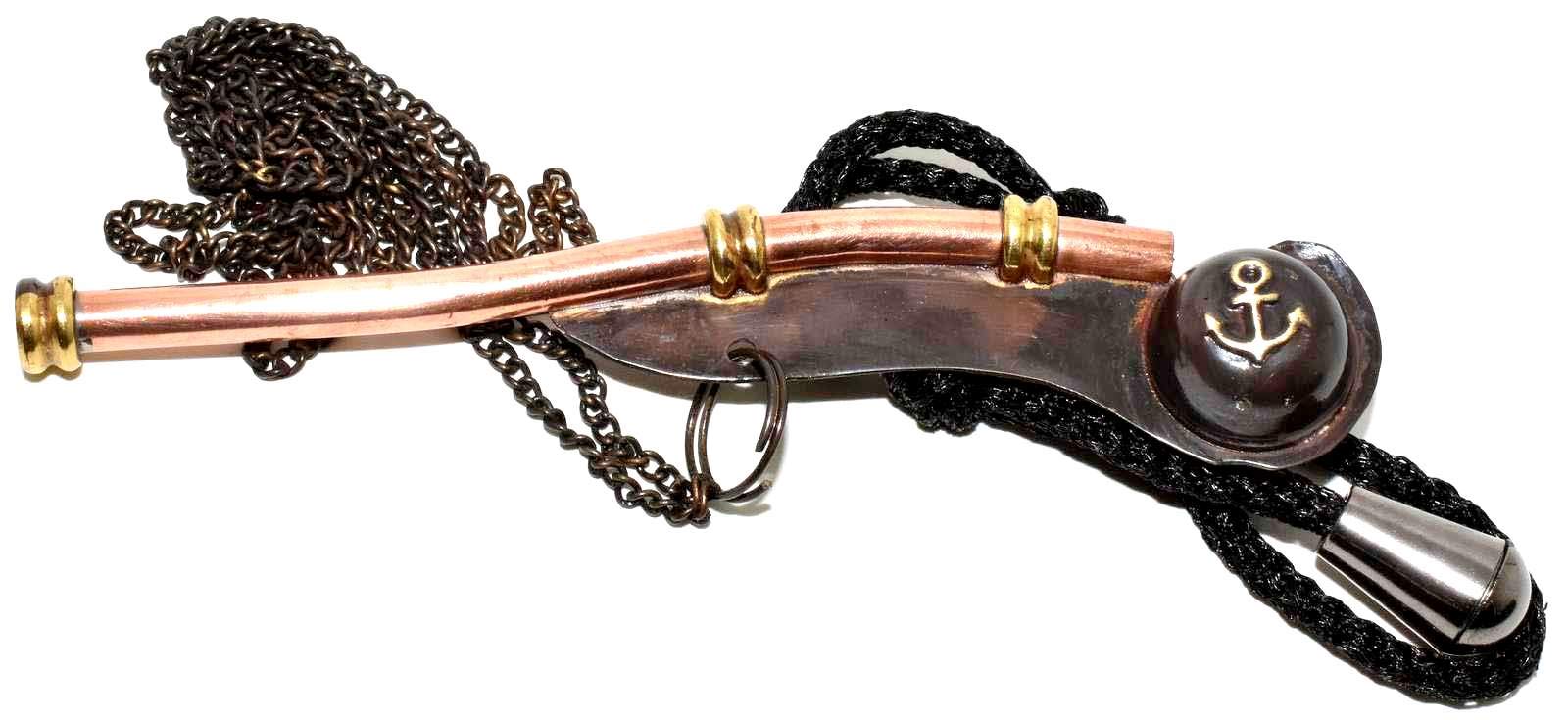 Eve.Store Boatswains Whistle or Bosun Pipe: Nautical Collection (1, Brass)