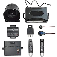 MASO Car Alarm Siren System - 125dB, 2 Remotes, 7-Level Sensitivity, 12V, Easy Non-Destructive Installation