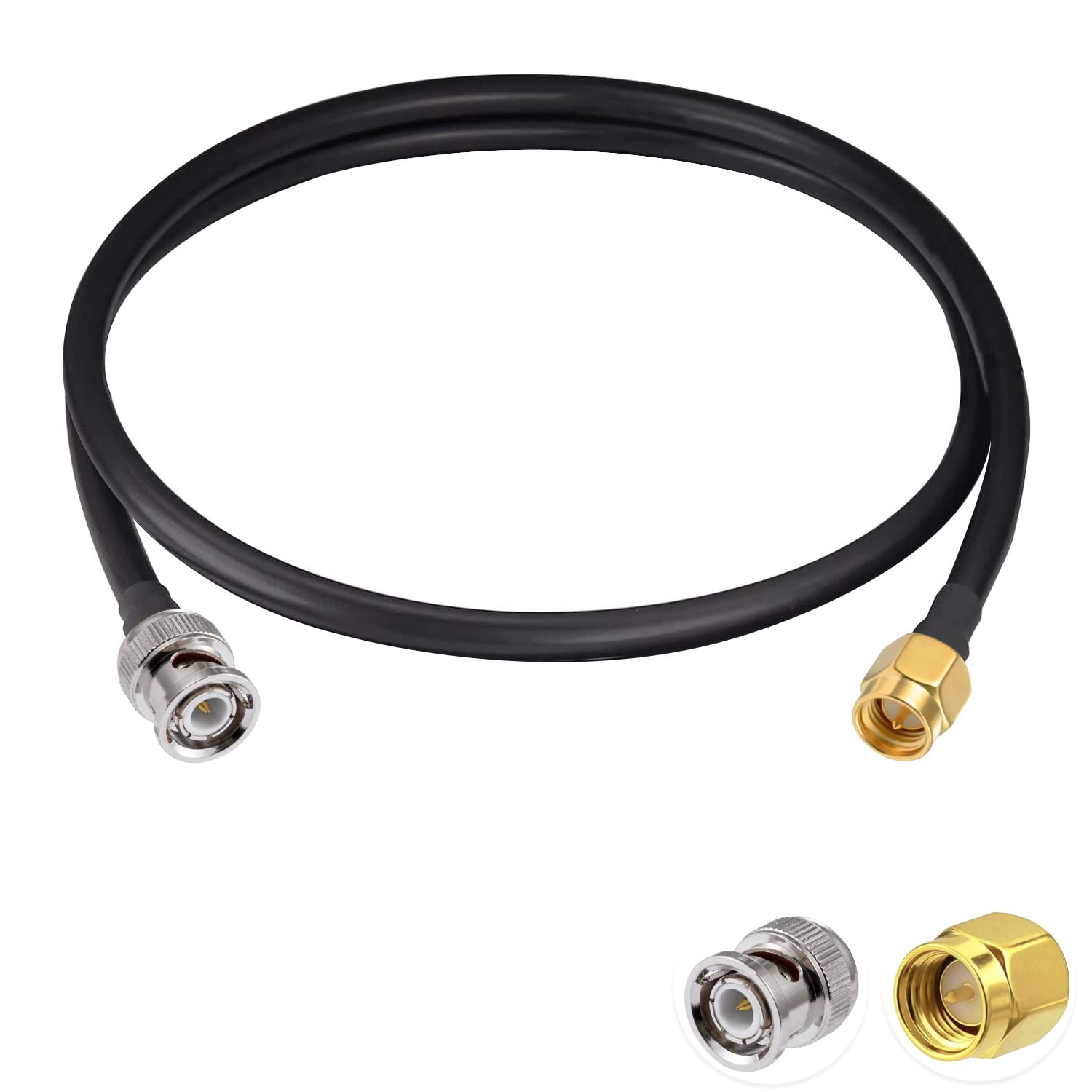 Vecys SMA Male to BNC Male RF Coaxial Cable 50ohm SMA to BNC RG58 Jumper Cable 3ft/1m for Antennas Ham radio Wireless LAN Devices Wi-Fi Radios