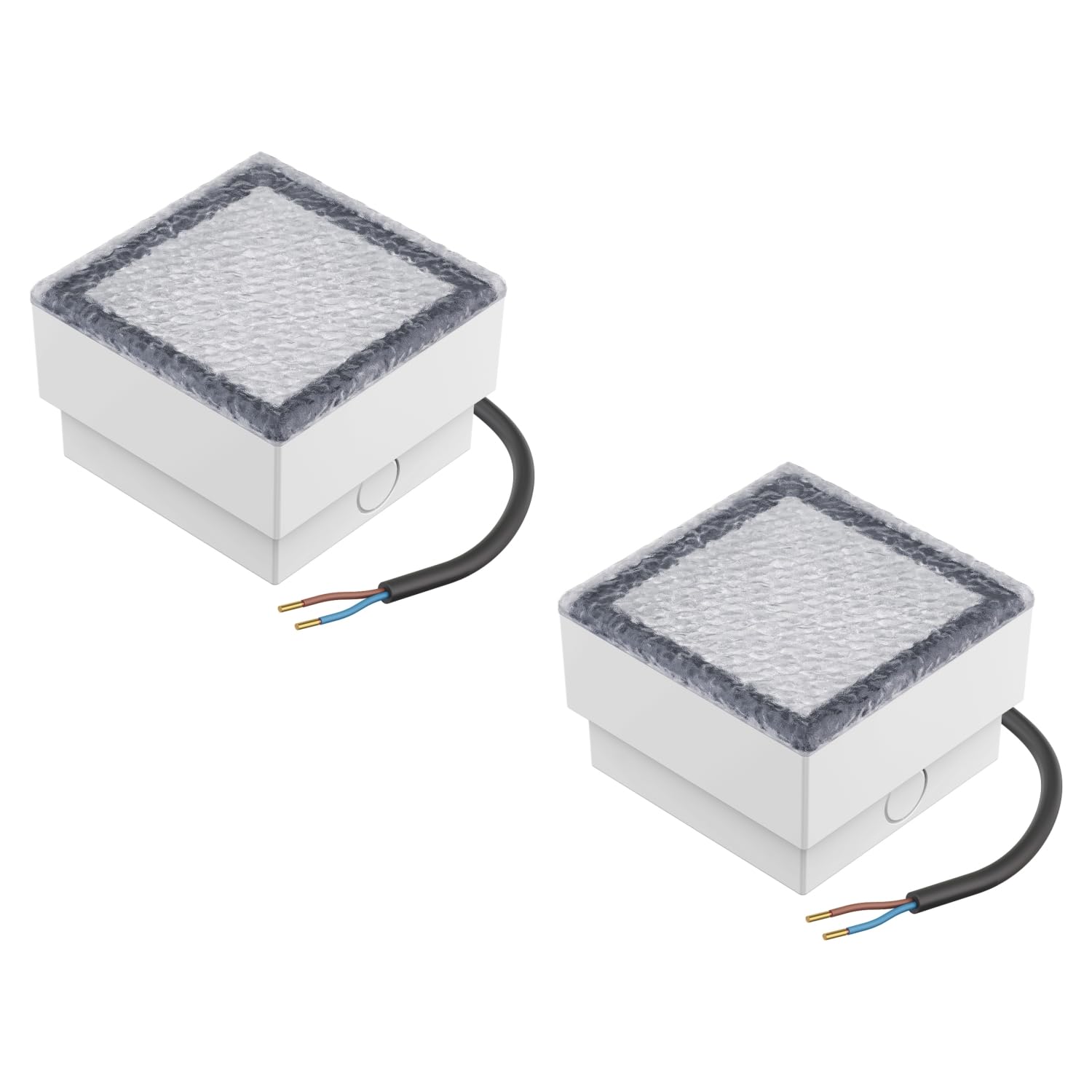 ledscom.de 2 Pieces LED Paving Stone Ground recessed Light CUS for Outdoors, IP67, Angular, 10 x 10cm, Warm White