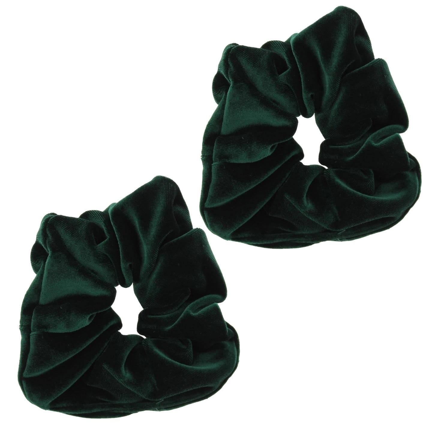 Topkids Accessories - Luxury Velvet Scrunchie Scrunchies Elastic Hair Band Ponytail Holders Hair Scrunchie Hair Bobbles Hair Accessories for Women, Ladies, Girls - Pack of 2 (Bottle Green) — image 1