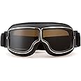 CRG Sports Motorcycle Goggles Vintage Aviator Pilot Style Leather Cruiser Scooter Motocross Goggles for Men, Women,Adults