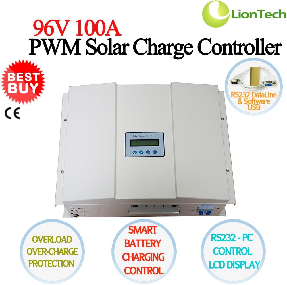 NEW 96V 30A/40A/50A/60A/80A/100A PWM Solar Panel Charge Controller Regulator Charger, Safe With LCD Display & RS232 PC Smart Control , CE (Current 100A)