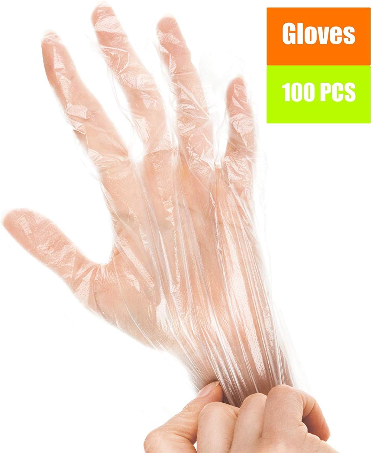 UDOBENDOM 100 pcs Disposable Polyethylene Gloves for Food - Latex Free Gloves - Clear Food Prep Gloves - Food Handling Gloves