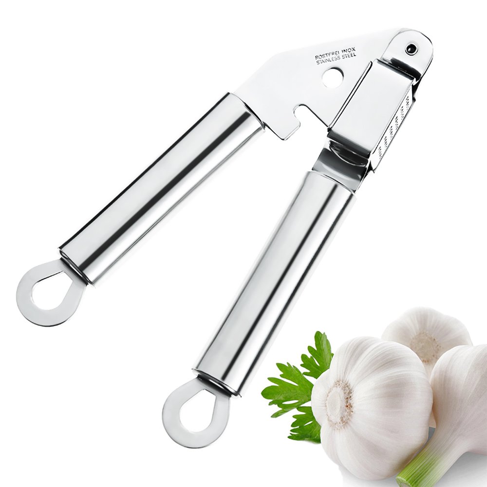 TAFOND Stainless Steel Garlic Press Peelers Ginger Crusher Grater Garlic Cloves Chopper Mincer