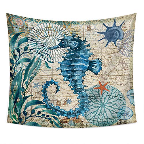 Junmao Ocean Animals Theme Tapestry Wall Hanging Octopus Turtle