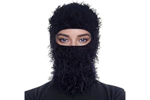 Ezovino Distressed Balaclava Ski Mask, Knitted Full Face Mask for Men/Women