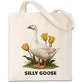 Geondos Cute Cartoon Animal Canvas Bag for Women, Aesthetic Reusable Shopping Shoulder Bags Gift for Girls and Animal Lovers