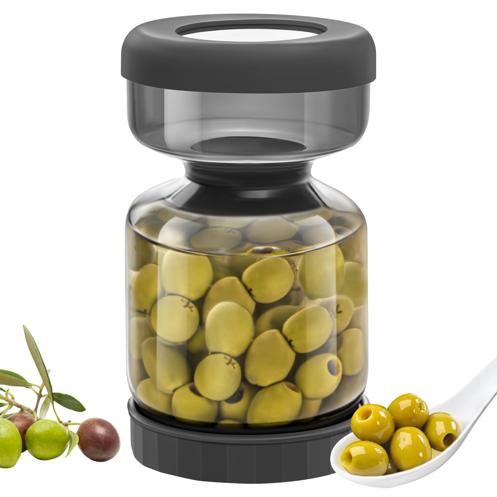 Photo 1 of WhiteRhino Pickle Jar with Strainer Flip,34oz Pickle Container Pickle and Olive Hourglass Jar,Glass Flip Pickle Jar Juice Separator Jar with Airtight Lid for Jalapeno Gherkin
