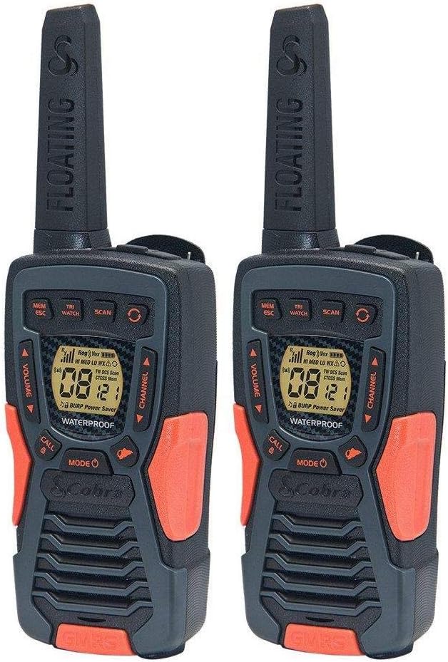COBRA ACXT1035R FLT Floating Walkie Talkies- Waterproof, Rechargeable, Long Range up to 37-Mile Two Way Radio with NOAA Weather Alert & VOX ( 2 Pack )