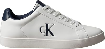 Uomo Sneakers con Suola Preformata Derby con Logo, Bianco (Bright White/Calvin Navy), 42