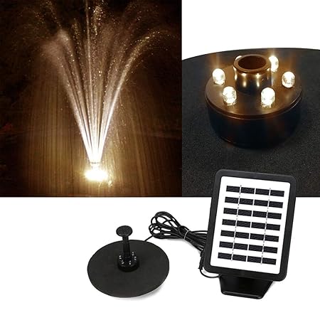 AUFUN LED Solarpumpe mit Akku 1,5W Power, Springbrunnen Solar Wasserspiel Teichpumpe Fontäne Pumpe, inkl. 4 Fontänenaufsätze 